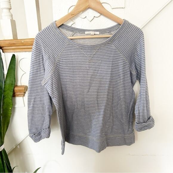 SOFT Joie Womens Gray Blue Stripe Cotton Blend Raglan Sleeve Pullover Top Sz XS - Picture 1 of 6